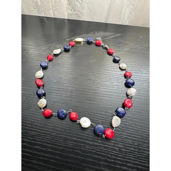 Jewelry - Red, White & Blue Beaded Statement Necklace – Patriotic Colors